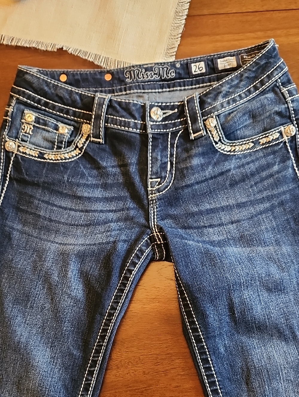 Miss Me Indigo Blue Bootcut Jeans with Embroidered Pockets